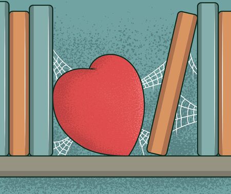 Heart stored in a book shelf vector illustration. Health design conceptのイラスト素材