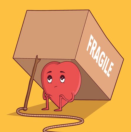 Heart in a trap vector illustration. Waiting for love design conceptのイラスト素材