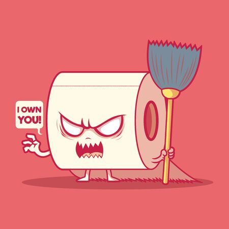 Toilet paper roll character vector illustration. Bathroom, clean, hygiene design conceptのイラスト素材