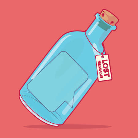 Lost message in a bottle vector illustration. Communication, lost, technology design conceptのイラスト素材