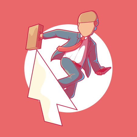 Businessman surfing an arrow vector illustration. Technology, business, work design concept.のイラスト素材
