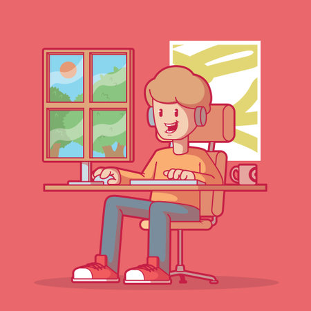 Window gaming vector illustration. Technology, games, leisure design concept.のイラスト素材