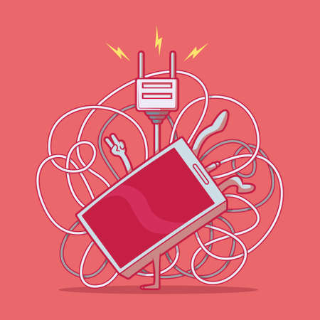 Break Dancing Phone character vector illustration. Dancing, energy, power design concept.