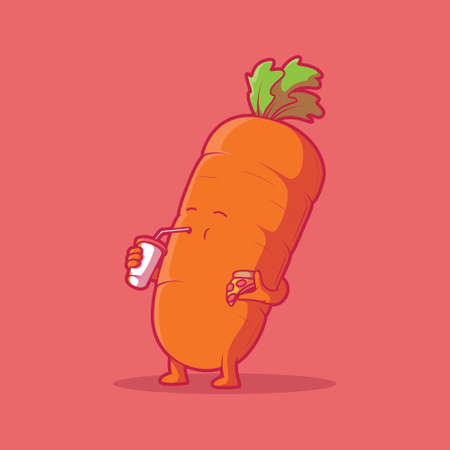Fat Carrot character vector illustration. Food, fast food, healthy design concept.のイラスト素材