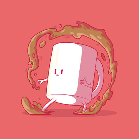 Coffee Mug character vector illustration. Coffee, Motivation, inspiration, funny design concept.のイラスト素材