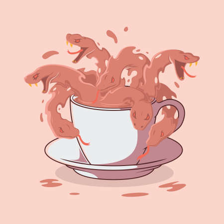 Jellyfish coffee cup vector illustration. Funny, motivation, drink design concept.のイラスト素材