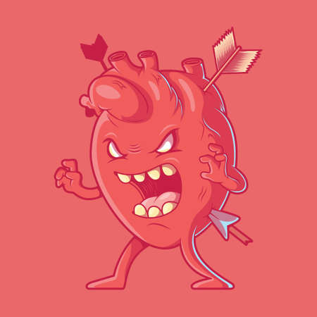 Cute little monster Heart character vector illustration. Love, funny, scary design concept.のイラスト素材