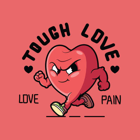 Muscle Heart character running vector illustration. Love, emotion, funny design concept.のイラスト素材
