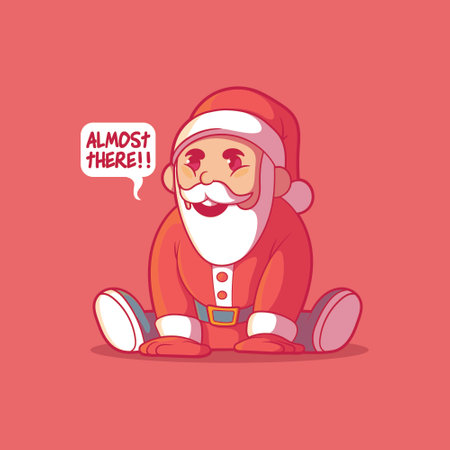 Santa Claus character waiting for Christmas vector illustration. Holiday, funny, brand design concept.のイラスト素材