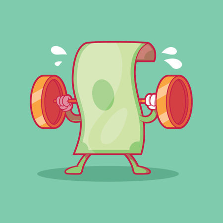 Money bill lifting coin weights vector illustration. Finance, currency, economy design concept.のイラスト素材