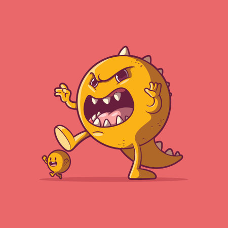 Scary Emoji monster character vector illustration. Mascot, character, icon design concept.のイラスト素材