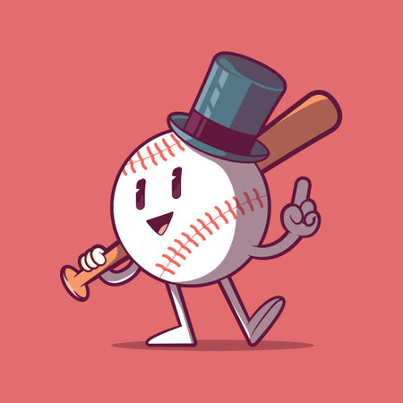 A Baseball ball character looking cool vector illustration. Game, brand, mascot design concept.のイラスト素材