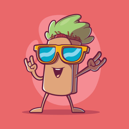 A Wrap fast food character in a cool pose vector illustration. Fast food, mascot, brand design concept.のイラスト素材