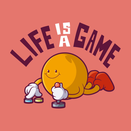 An Emoji character playing video games vector illustration. Brand, tech, communication design concept.のイラスト素材