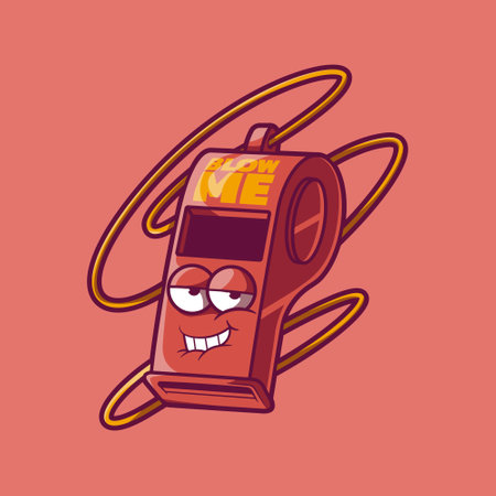 A whistle character with a funny face vector illustration. Mascot, sports design concept.のイラスト素材