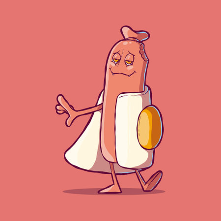 A Vampire Blood Sausage Character vector illustration. Food, mascot design concept.のイラスト素材