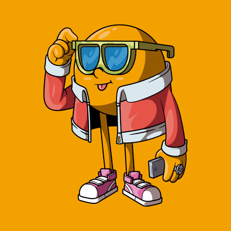 Cool Emoji Character Wearing Sunglasses vector illustration. Communication, mascot design concept.のイラスト素材