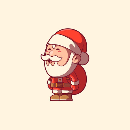 Adorable Santa Mascot Illustration, Merry Christmas Design. Holidays, Seasonal design concept.のイラスト素材
