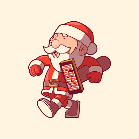 Santa Claus Walking with Rejected Stamp for Naughty List illustration. Holidays design concept.のイラスト素材