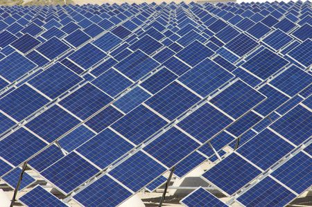 Detail of a huge solar fieldの写真素材
