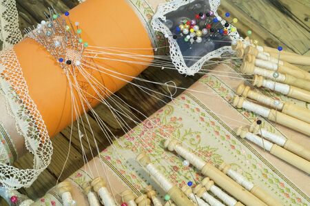 Detail of spanish bobbin laceの写真素材
