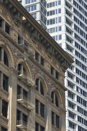 old and modern buildings in San Franciscoの写真素材
