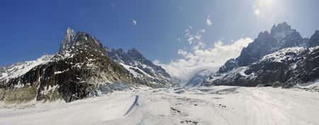 overview of Valle Blanche in Chamonix; Franceの写真素材