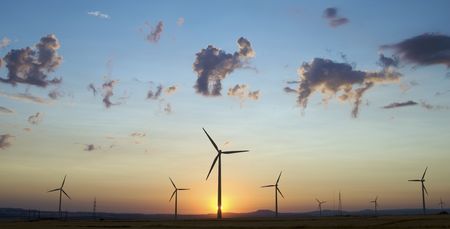 windfarm skyline at sunset in spain