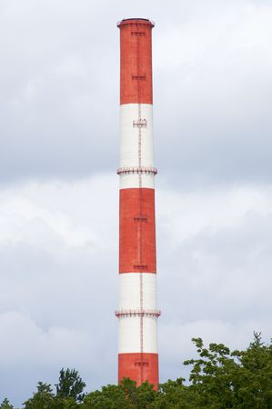 Lonely chimney in red and white