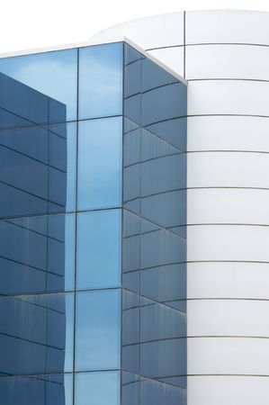 Industrial facade in blue and white