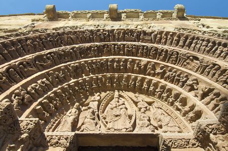 detail of the facade of the Santo Domingo church in Soria, Spainの写真素材