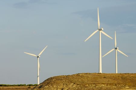 Group of windmills in a hill