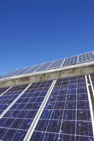 detail of a photovoltaic panel located on the roof of a building