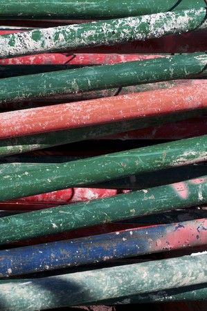 forefront of work piled up struts and assorted colorsの写真素材