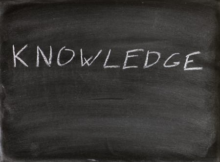 the word knowledge written in chalk on a blackboard
