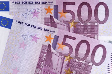 close-up of two five hundred euro banknotes