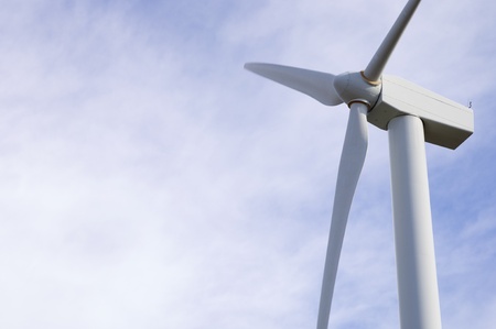 foreground of the top of a modern windmill