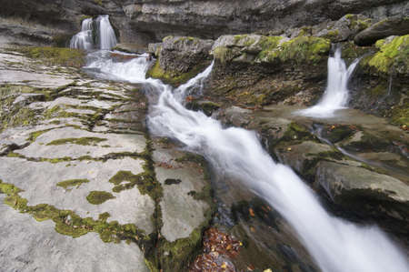 view of a waterfall in  Ordesa Valley, Pyrenees, Spainの写真素材