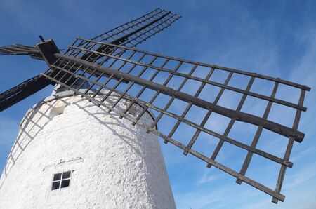 forefront of  the blades of a traditional windmill in Consuegra, Toledo, Castilla La Mancha, spainの写真素材