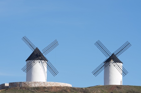 traditional windmills in Alcazar de San Juan, Ciudad Real, Castilla La Mancha, Spainの写真素材
