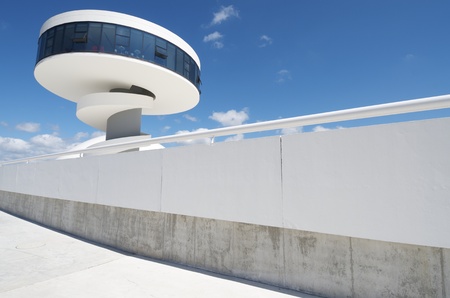 Aviles, Spain,  August 10, 2011: building known as "Coctelera" in the Niemeyer Center. Designed by Oscar Niemeyer, the Niemeyer Center offers a  multidisciplinary program dedicated to the most diverse art and cultural events.のeditorial素材