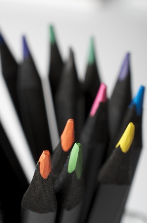 forefront of a group of colored pencilsの写真素材