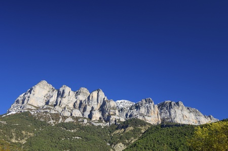 view of Pena Montanesa in Ferrera Mountains, Pyrenees, Huesca, Aragon, Spain