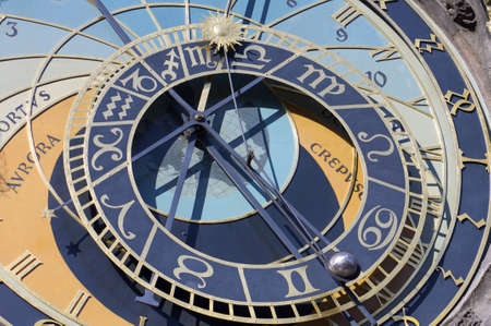 detail of astronomical clock in Old Town Square, Prague, Czech Republicの写真素材