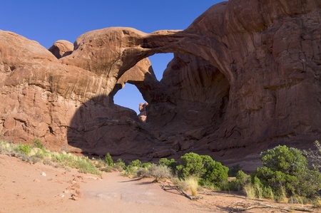 Triple Arches in Arches National Park, Utah, United Statesの写真素材