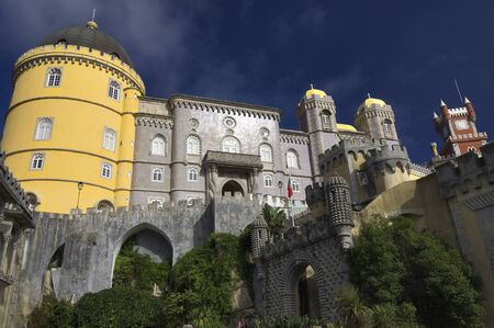 sintra palace view with blue sky, Lisbon, Portugalのeditorial素材