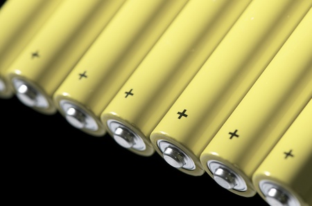 forefront of  a group of AA batteriesの写真素材