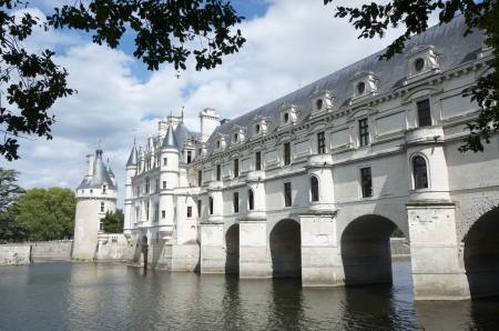 view of the castle of Chenonceau, Loire Valley, France. Known as "the castle of the ladies" was built in 1513 by Katherine Briconnet, houses a collection of valuable paintings and striking good is one of the most visited in the Loire Valley.のeditorial素材