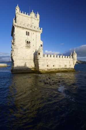 Belem Tower in Lisbon at sunset, Portugalのeditorial素材