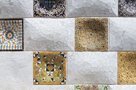 background created by a mosaic of the Park GÃ¼ell in Barcelona, Catalonia, Spainの写真素材